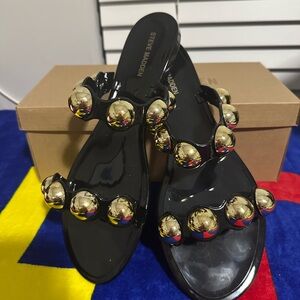 Steve Madden Black Gold Studded Sandals